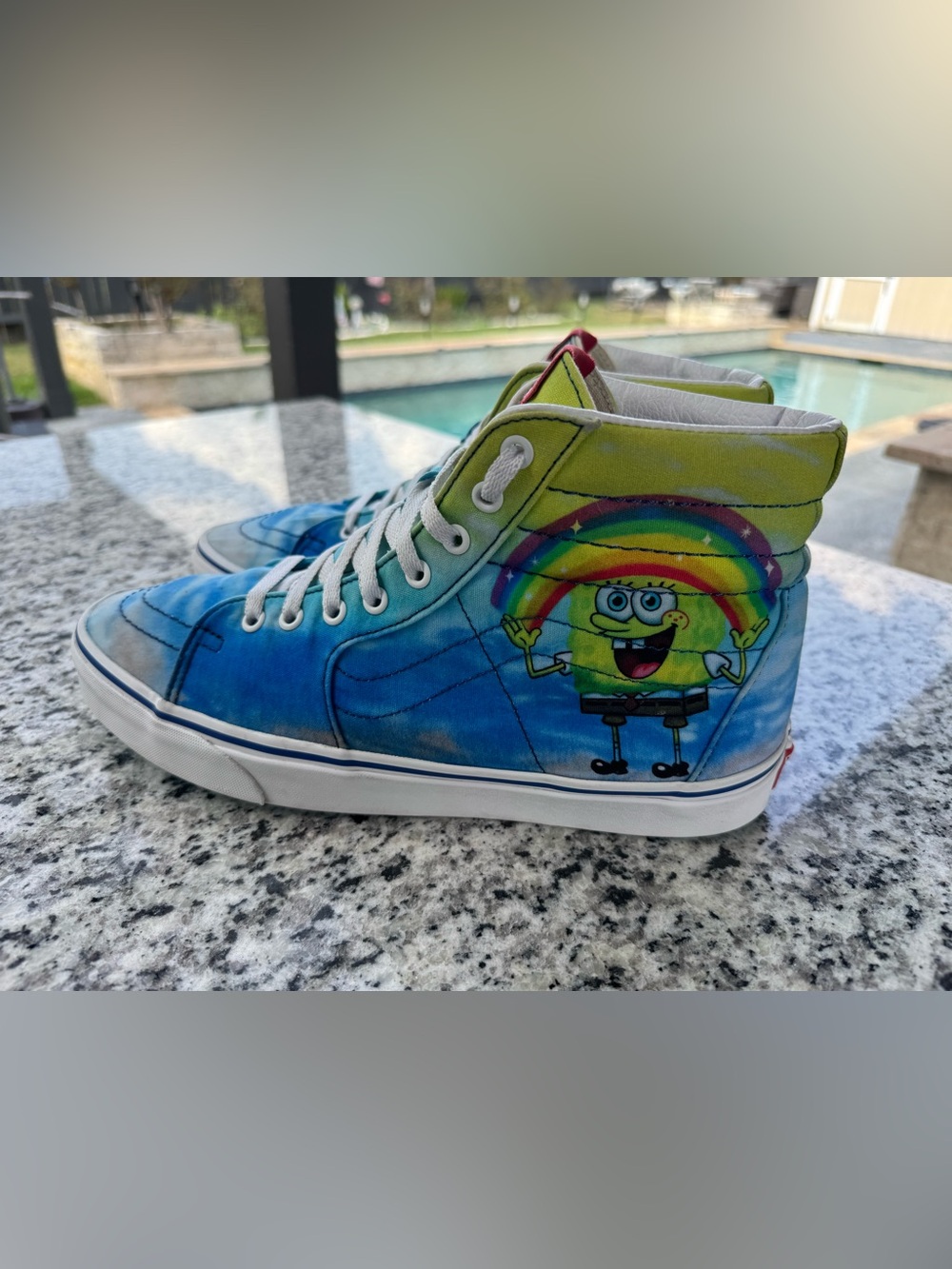 Vans High-Top Sponge Character Rainbow Sneakers - Blue & Yellow & Green sk8 sz12
